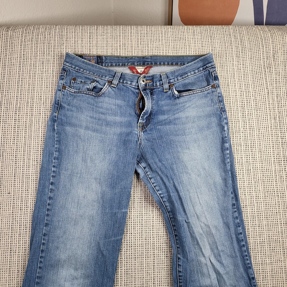 Lucky Brand Jeans‎ Womens 14 Blue Bootcut Denim Made in USA Distressed Flare